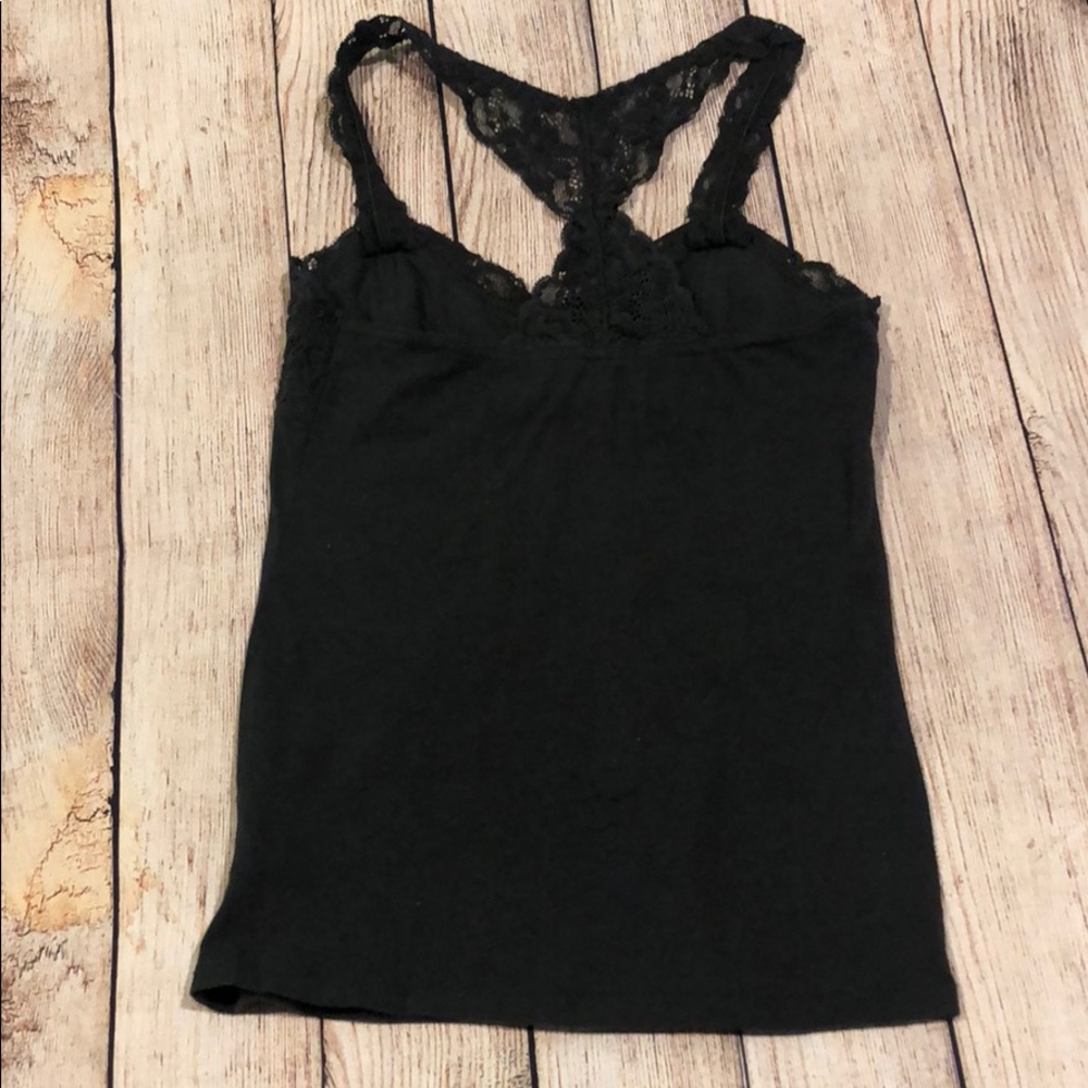 Grey Racerback Lace Tank - Picture 3 of 4